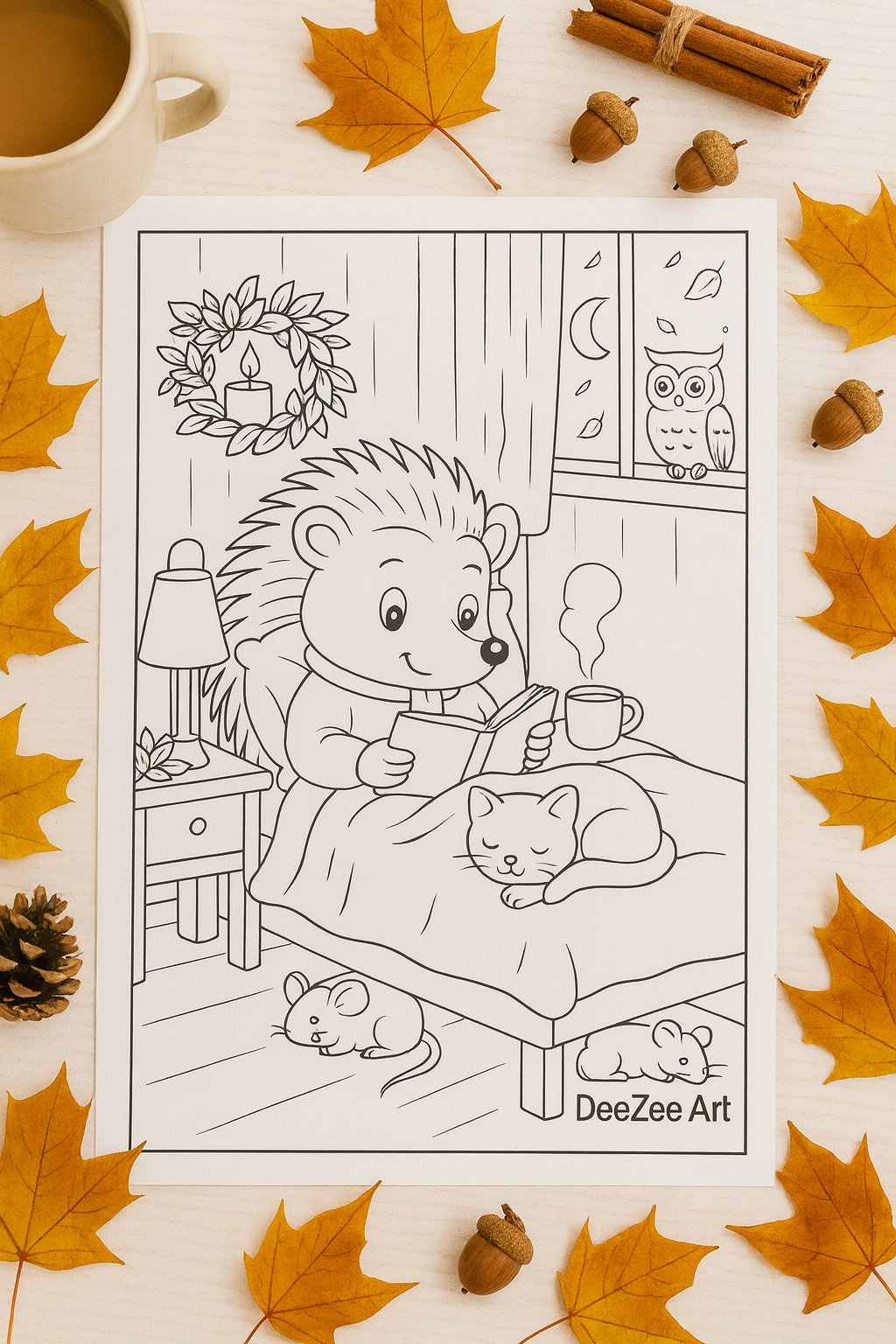 Mr. Hedgehog’s Autumn Adventures - Coloring Pages